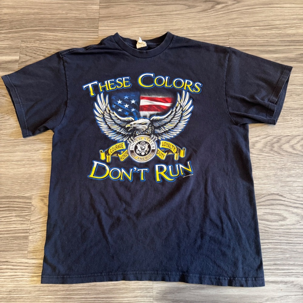 Vintage 90s Delta These Colors Dont Run Eagle American Flag Graphic T-Shirt